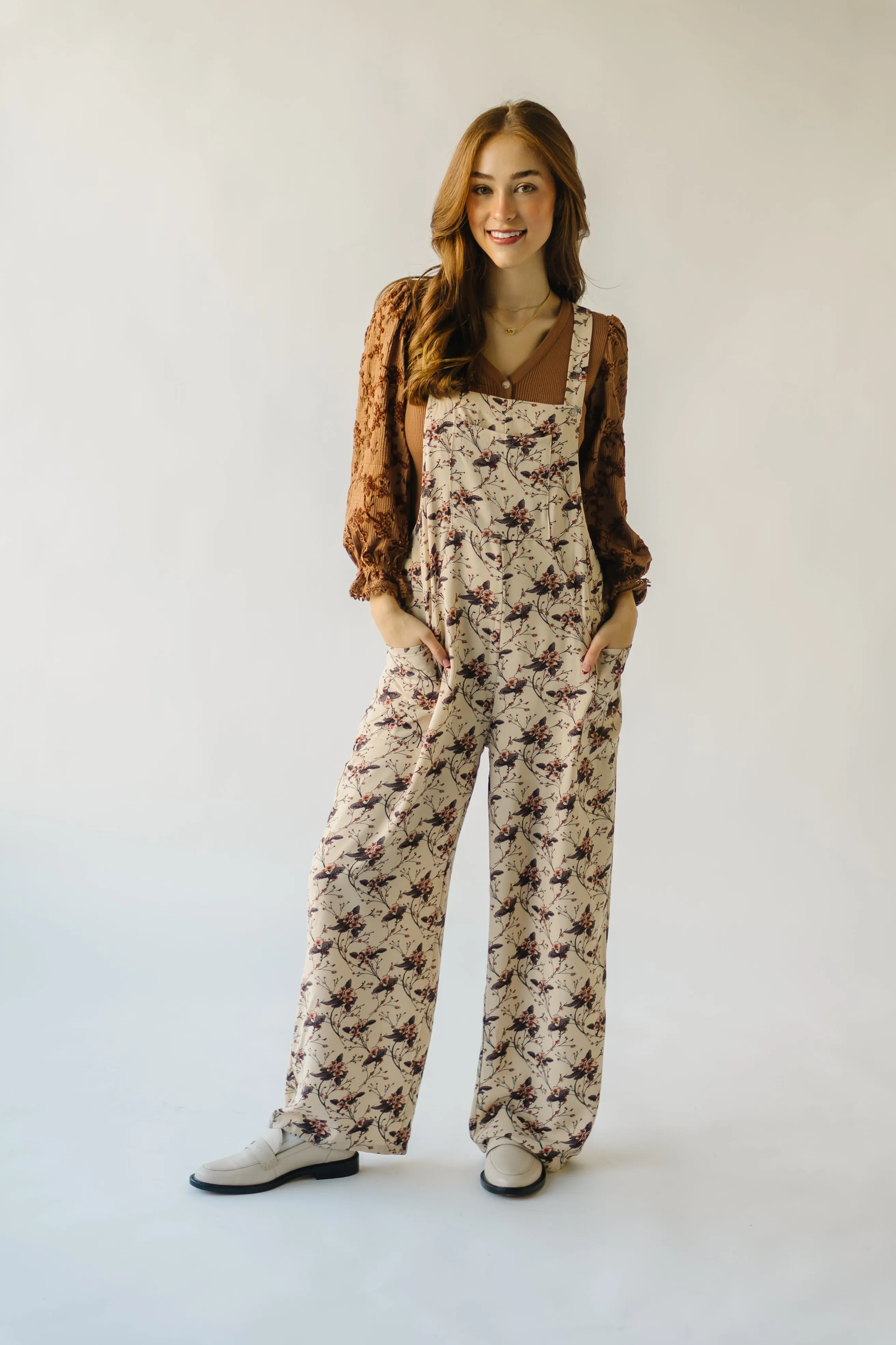 The Marena Patterned Jumpsuit in Cream Floral