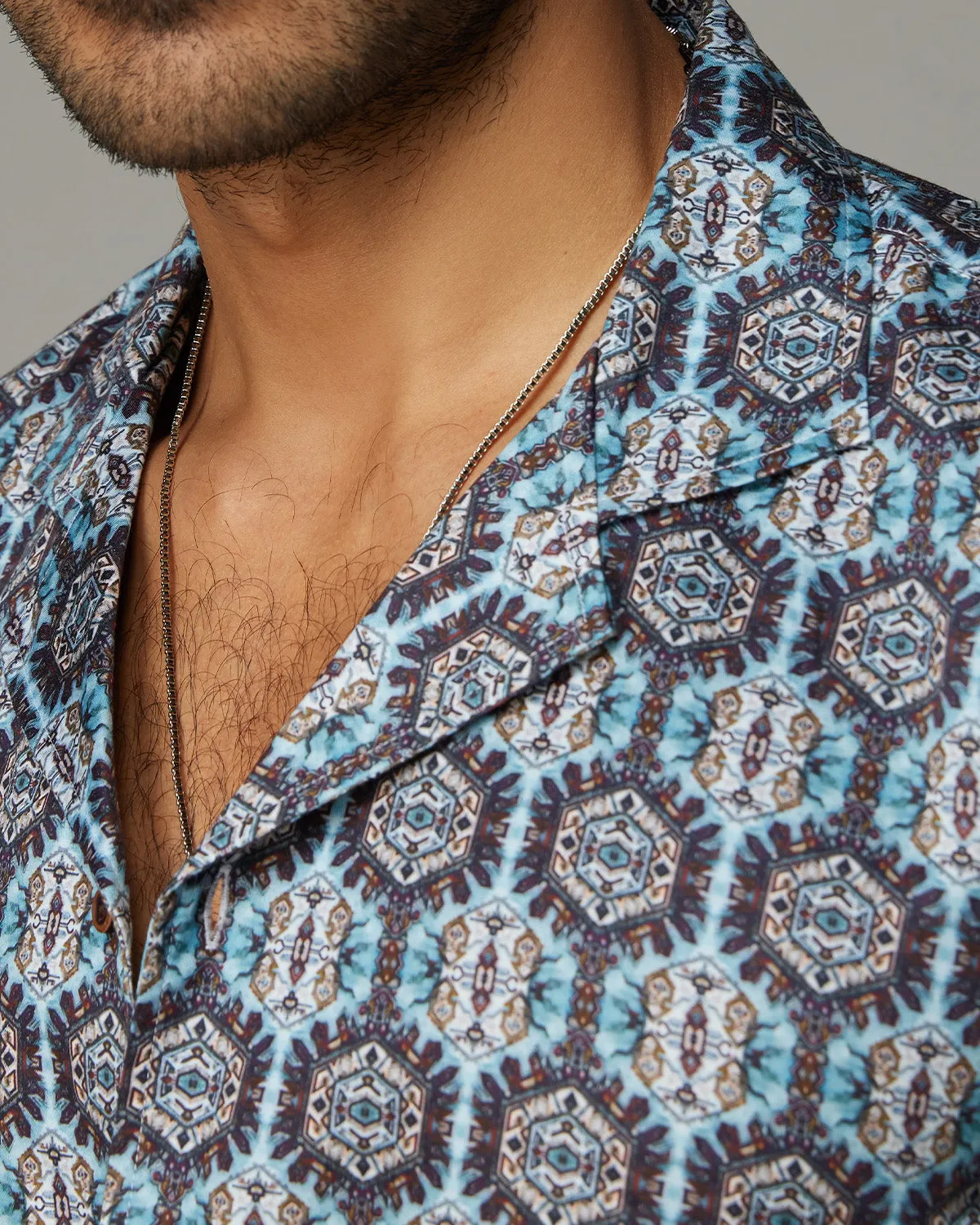 Tile Printed Shirt - Blue