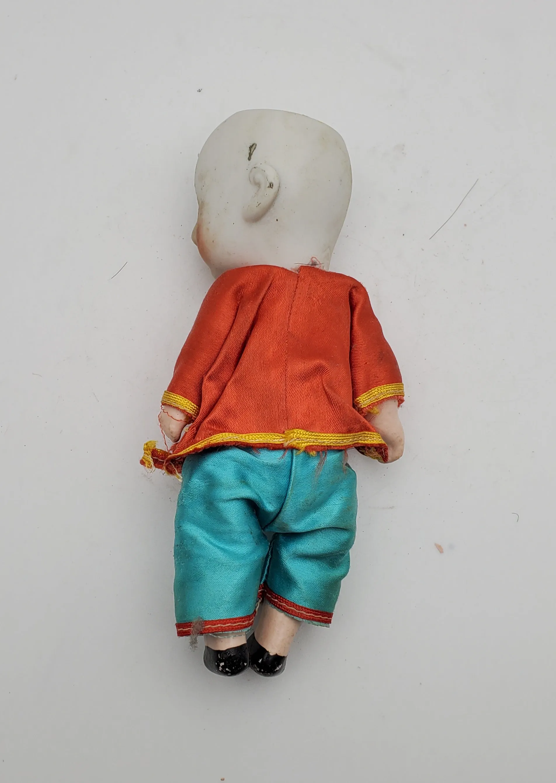 Vintage Japanese Porcelain Squeaker Doll - Missing Hair